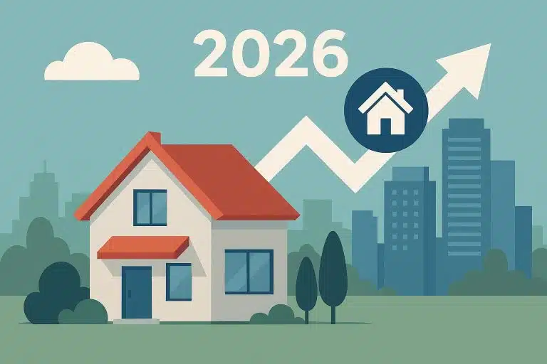 Modern homes with green landscaping representing future real estate trends for next generations