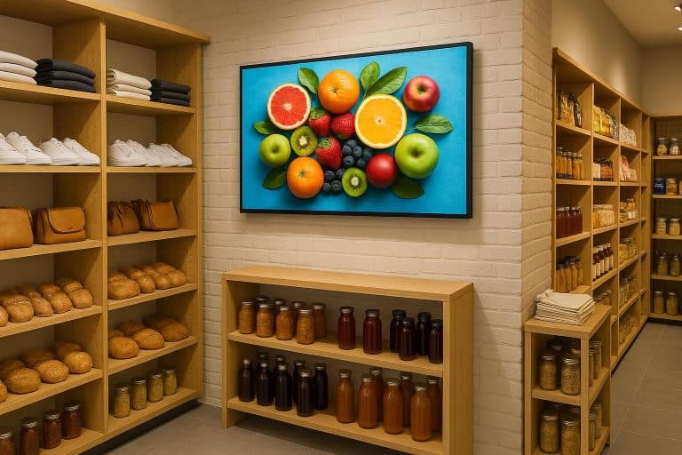 Wall-mounted digital displays optimizing product visibility in compact Singapore retail stores