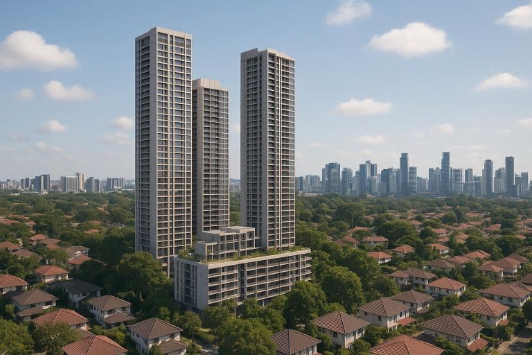 Modern high-rise building at The Serra Residences showcasing prime land use and development potential