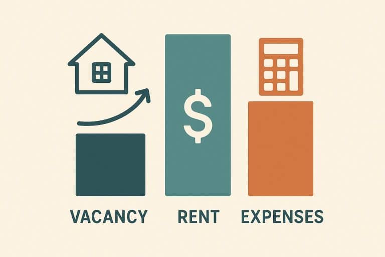 Commercial building vacancy impact on rental income versus property expenses for owners